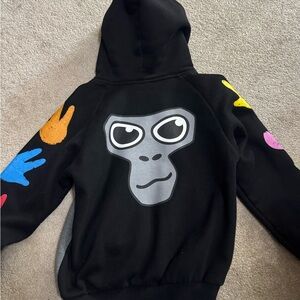 Kids Black Hoodie with Colorful Handprints